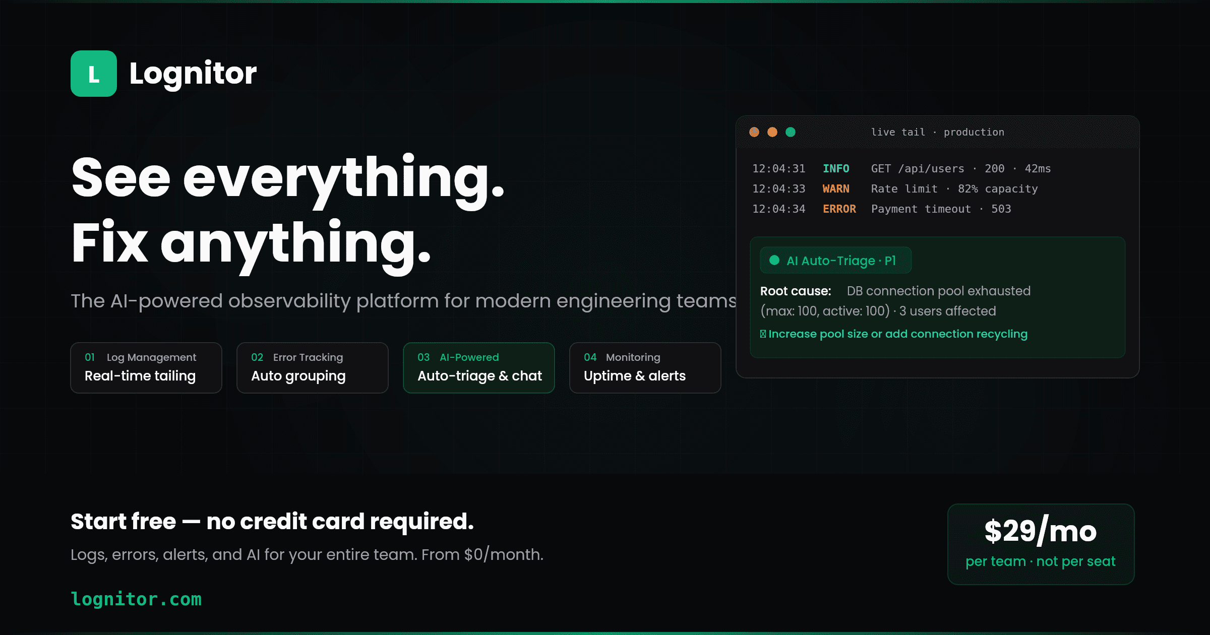 Lognitor: Logs, Errors, Monitoring, and AI — In One Tool